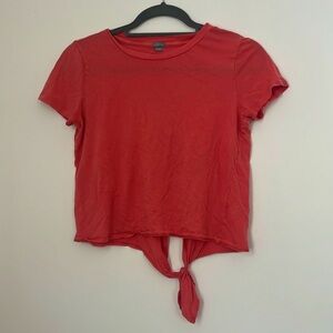 Aerie Cropped vibrant peach tie T-shiet with embodied “Ciao Beaches” on back